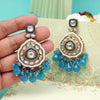 Turquoise Blue Color Kundan Earrings (KDE1018TBLU)