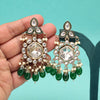 Green Color Kundan Earrings (KDE1019GRN)