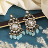 Sky Blue Color Kundan Earrings (KDE1019SBLU)