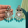 Turquoise Blue Color Kundan Earrings (KDE1019TBLU)