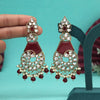 Maroon Color Kundan Earrings (KDE1026MRN)