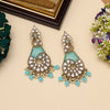 Sky Blue Color Kundan Earrings (KDE1026SBLU)