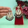 Black Color Meena Work Kundan Earrings (KDE1027BLK)