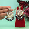 Navy Blue Color Meena Work Kundan Earrings (KDE1027NBLU)