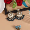 Navy Blue Color Meena Work Kundan Earrings (KDE1027NBLU)