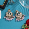 Pink Color Meena Work Kundan Earrings (KDE1028PNK)