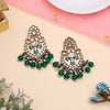 Green Color Meena Work Kundan Earrings (KDE1029GRN)