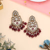 Maroon Color Meena Work Kundan Earrings (KDE1029MRN)