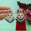 Navy Blue Color Meena Work Kundan Earrings (KDE1029NBLU)