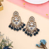 Navy Blue Color Meena Work Kundan Earrings (KDE1029NBLU)