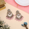 Pink Color Meena Work Kundan Earrings (KDE1029PNK)