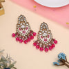 Rani Color Meena Work Kundan Earrings (KDE1029RNI)