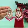 Rani Color Meena Work Kundan Earrings (KDE1029RNI)