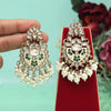 White Color Meena Work Kundan Earrings (KDE1029WHT)