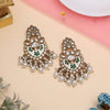 White Color Meena Work Kundan Earrings (KDE1029WHT)