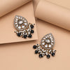 Black Color Meena Work Kundan Earrings (KDE1030BLK)