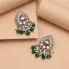 Green Color Meena Work Kundan Earrings (KDE1030GRN)