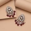 Maroon Color Meena Work Kundan Earrings (KDE1030MRN)