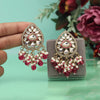 Rani Color Meena Work Kundan Earrings (KDE1030RNI)