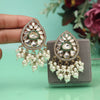 White Color Meena Work Kundan Earrings (KDE1030WHT)