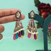 Multi Color Pakistani Kundan Earrings (KDE1031MLT)