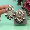 Black Color Meena Work Kundan Earrings (KDE1032BLK)