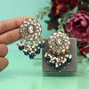 Navy Blue Color Meena Work Kundan Earrings (KDE1032NBLU)