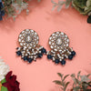 Navy Blue Color Meena Work Kundan Earrings (KDE1032NBLU)