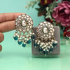 Turquoise Blue Color Meena Work Kundan Earrings (KDE1032TBLU)