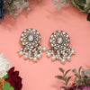 White Color Meena Work Kundan Earrings (KDE1032WHT)