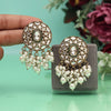 White Color Meena Work Kundan Earrings (KDE1032WHT)