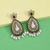 Black Color Kundan Earrings (KDE1033BLK)