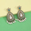 Firozi Color Kundan Earrings (KDE1033FRZ)