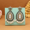 Green Color Kundan Earrings (KDE1033GRN)