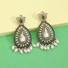 Rama Green Color Kundan Earrings (KDE1033RGRN)