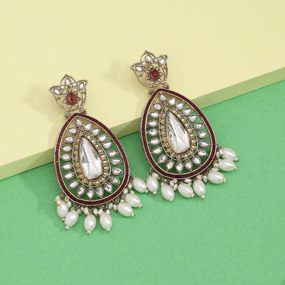Rani Color Kundan Earrings (KDE1033RNI)