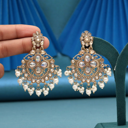 Gold Color Kundan Earrings