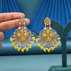 Yellow Color Kundan Earrings