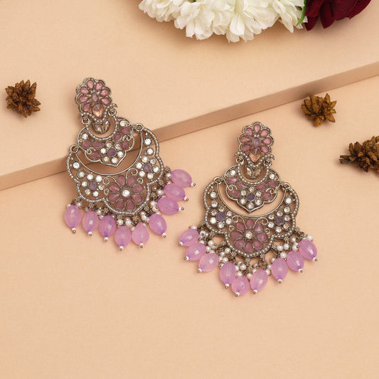 Light Purple Color Kundan Earrings