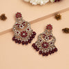 Magenta Color Kundan Earrings