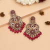 Maroon Color Kundan Earrings