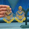 Yellow Color Kundan Earrings