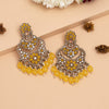 Yellow Color Kundan Earrings