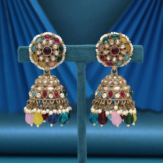 Multi Color Kundan Earrings