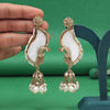 White Color Mother Of Pearl Kundan Earrings