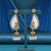 White Color Mother Of Pearl Kundan Earrings