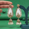 White Color Mother Of Pearl Kundan Earrings