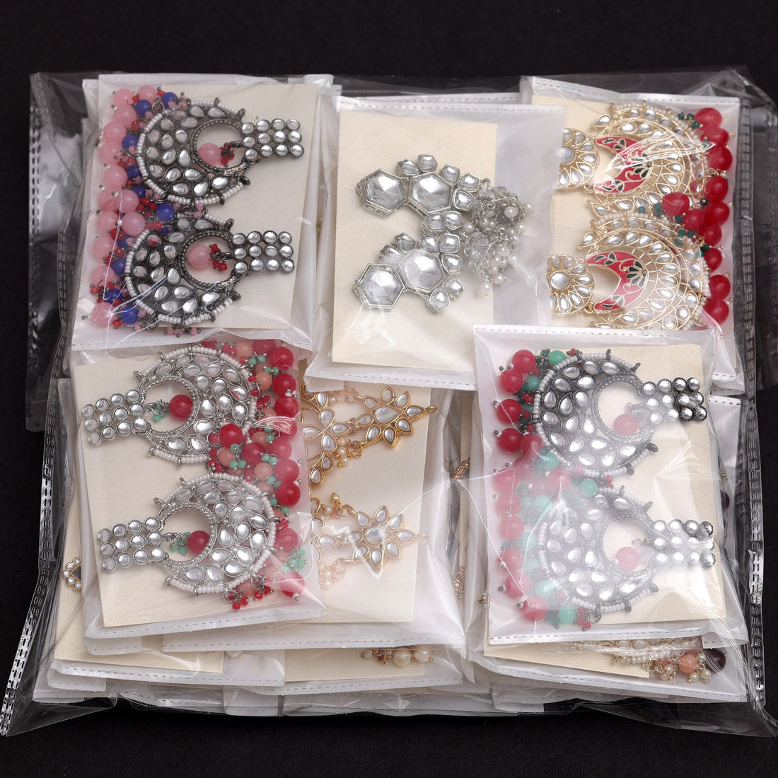 20 Pairs Big Size Assorted Color And Design Kundan Earrings Combo (KDE104CMB)