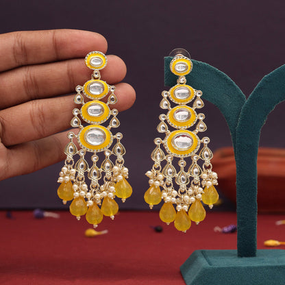 12 Pairs Assorted Color Kundan Earrings Combo (KDE105CMB)