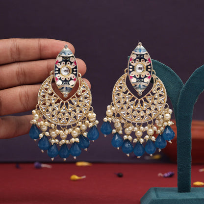 12 Pairs Assorted Color Kundan Earrings Combo (KDE114CMB)